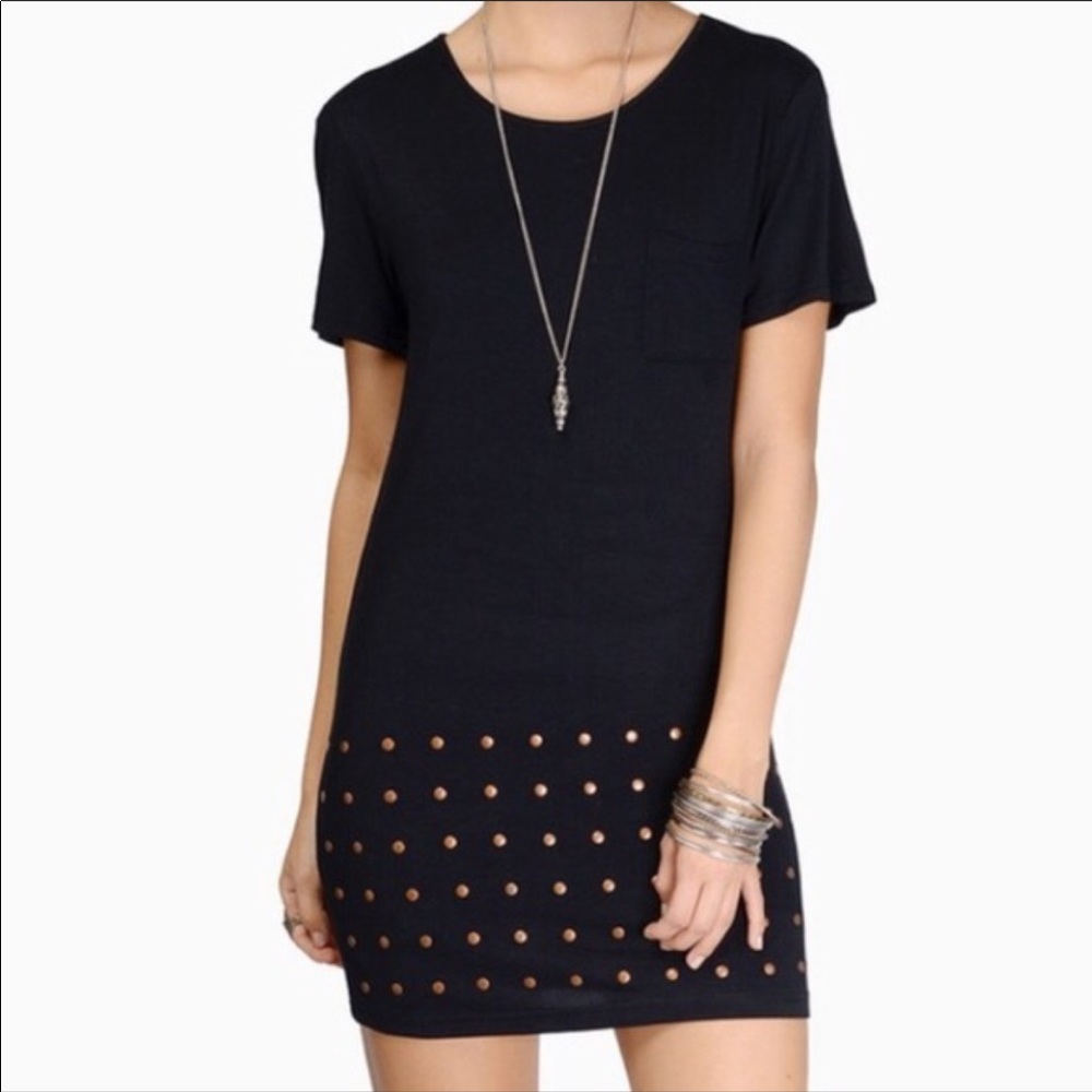 TOBI Navy studded t-shirt shift dress M